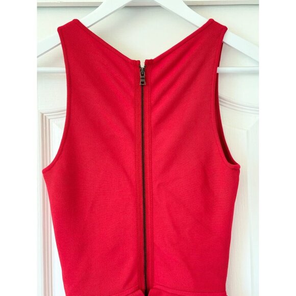 BCBGMaxAzaria Poppy Red Peplum Sleeveless Mini Dress XS  90% Rayon 9% Nylon 1% S - Picture 11 of 16